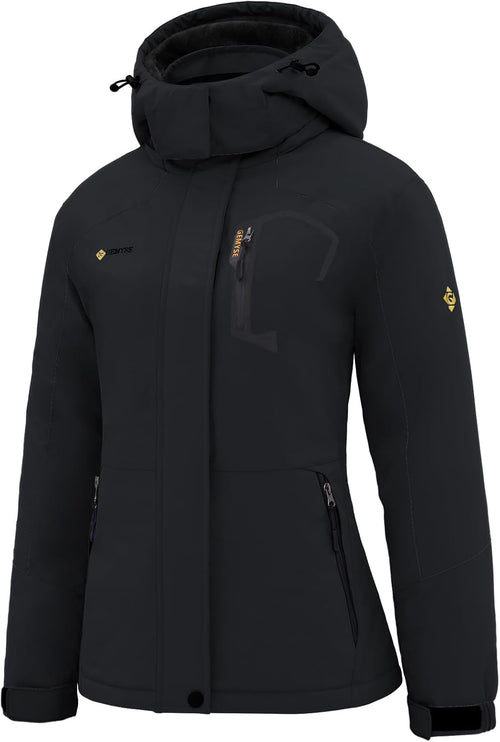 Women'S Waterproof Ski Jacket Warm Winter Coat with Detachable Hood | Windproof, Fleece-Lined, Insulated, for Snowboarding and Cold Weather, Multiple Pockets, Rain Jacket
