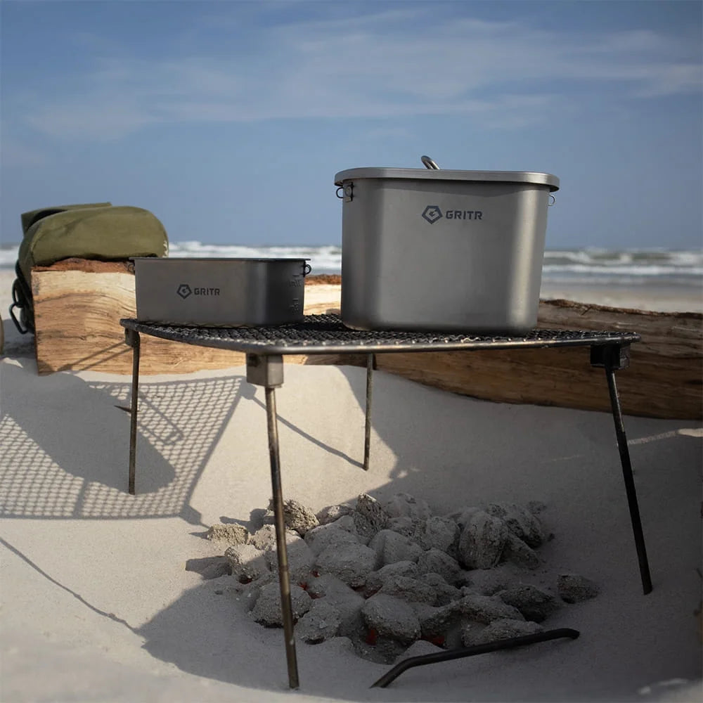 Titanium Canteen Mess Kit, Camping Open Fire Cookware Set W/ Storage Bag