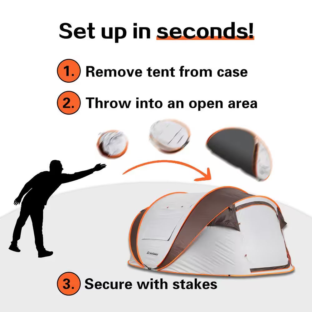 Echo Smile 8-Person White and Brown Pop up Boat Tent