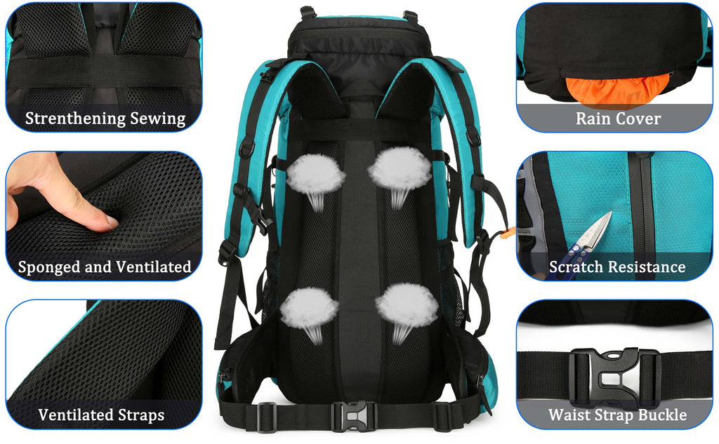 60L Travel Hiking Camping Backpack with Rain Cover,Backpack Water Resistant,Traveling Backpack for Men Women