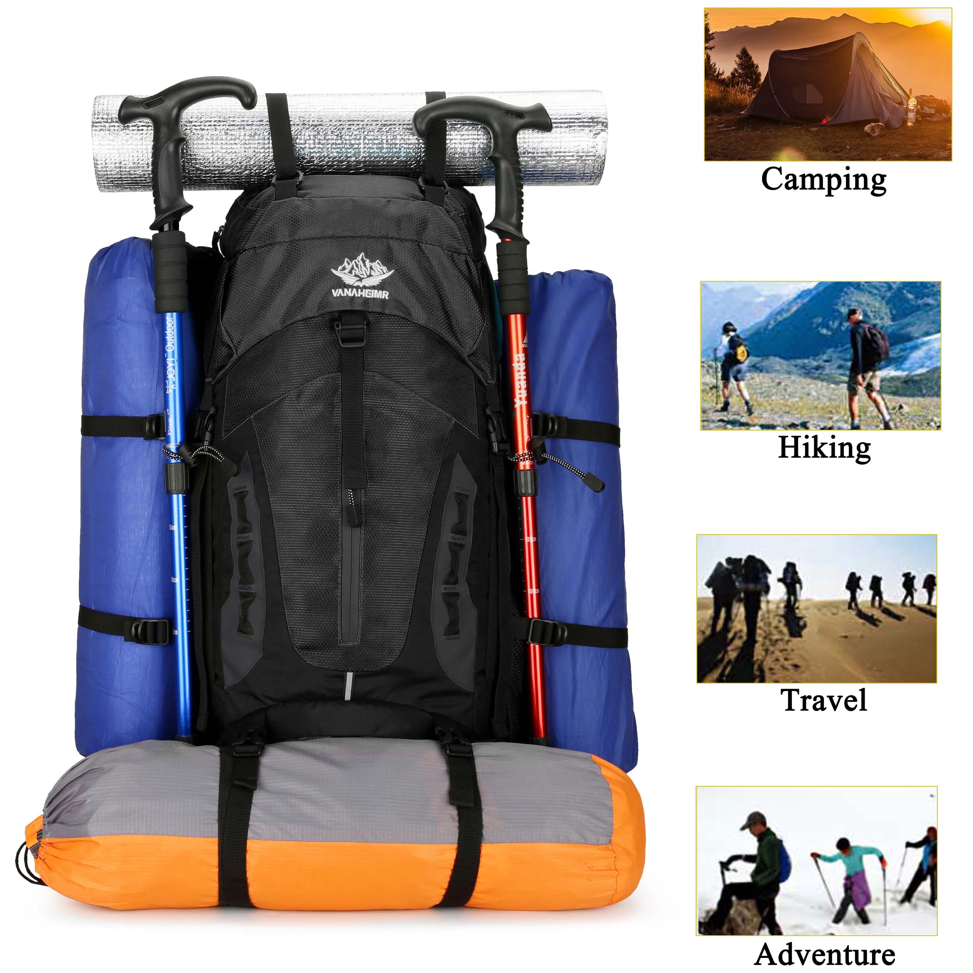 60L Travel Hiking Camping Backpack with Rain Cover,Backpack Water Resistant,Traveling Backpack for Men Women