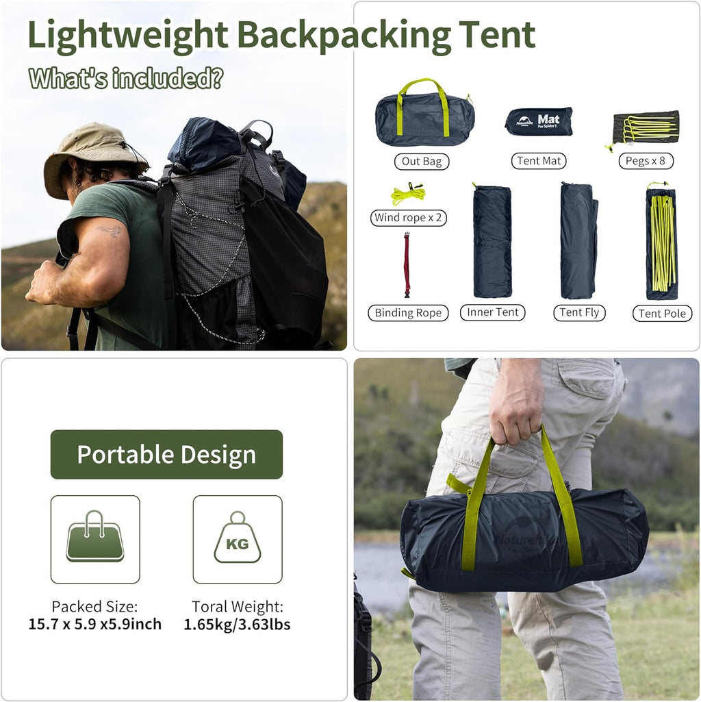 Backpacking Tent for 1 Person Camping Hiking Lightweight Waterproof One Person Tent with Footprint