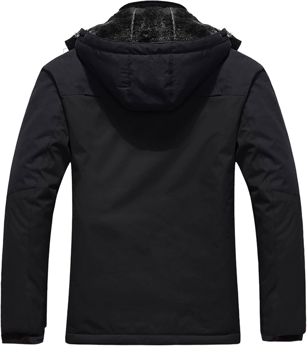 Men'S Softshell Waterproof Polar Fleece Breathable Climbing Ski Coat | Drawcord Adjustable Storm Hood & Detachable Hood for Lightweight Daily Wear
