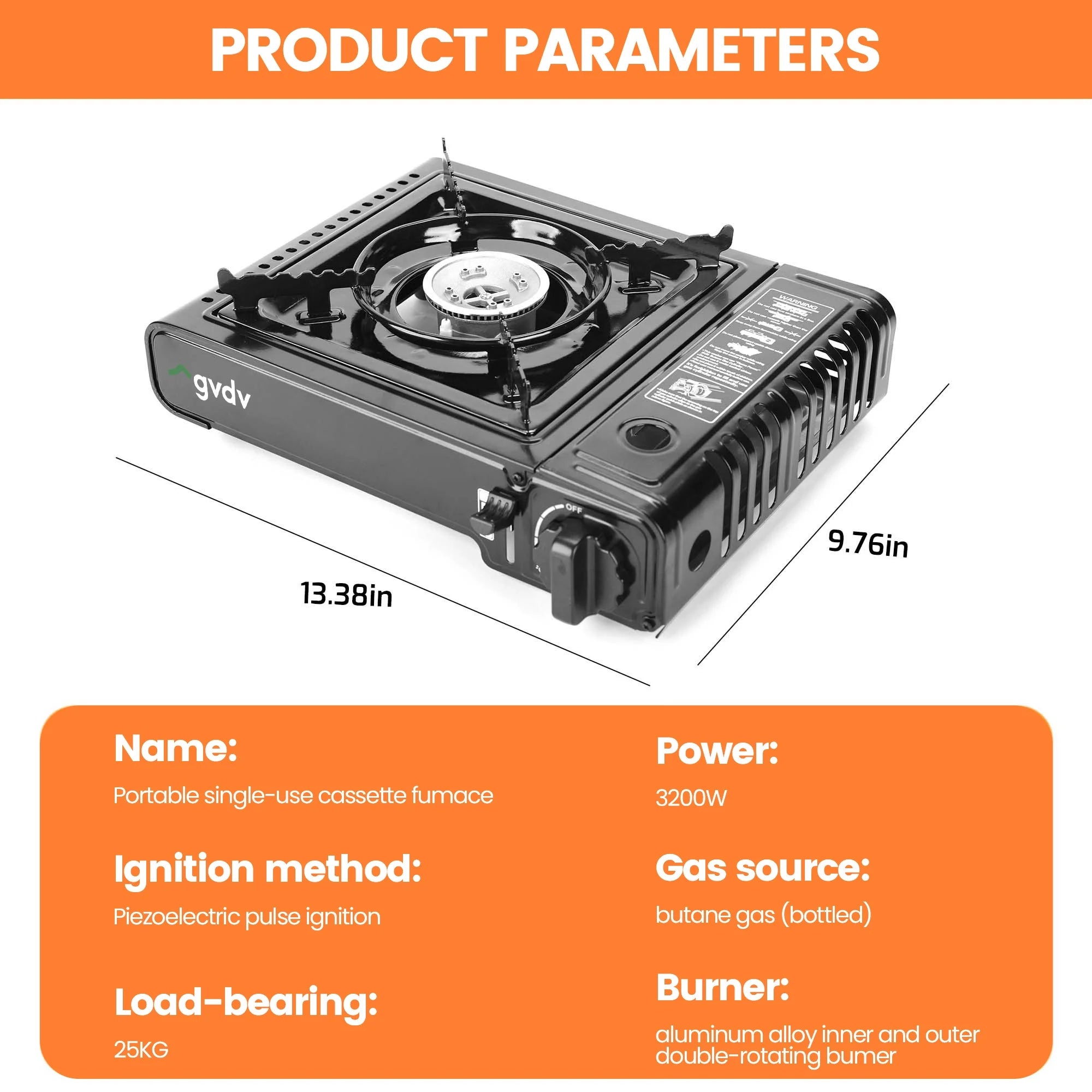 Portable Camping Stove, 1 Burner Butane Gas Stove with Updated Carrying Case
