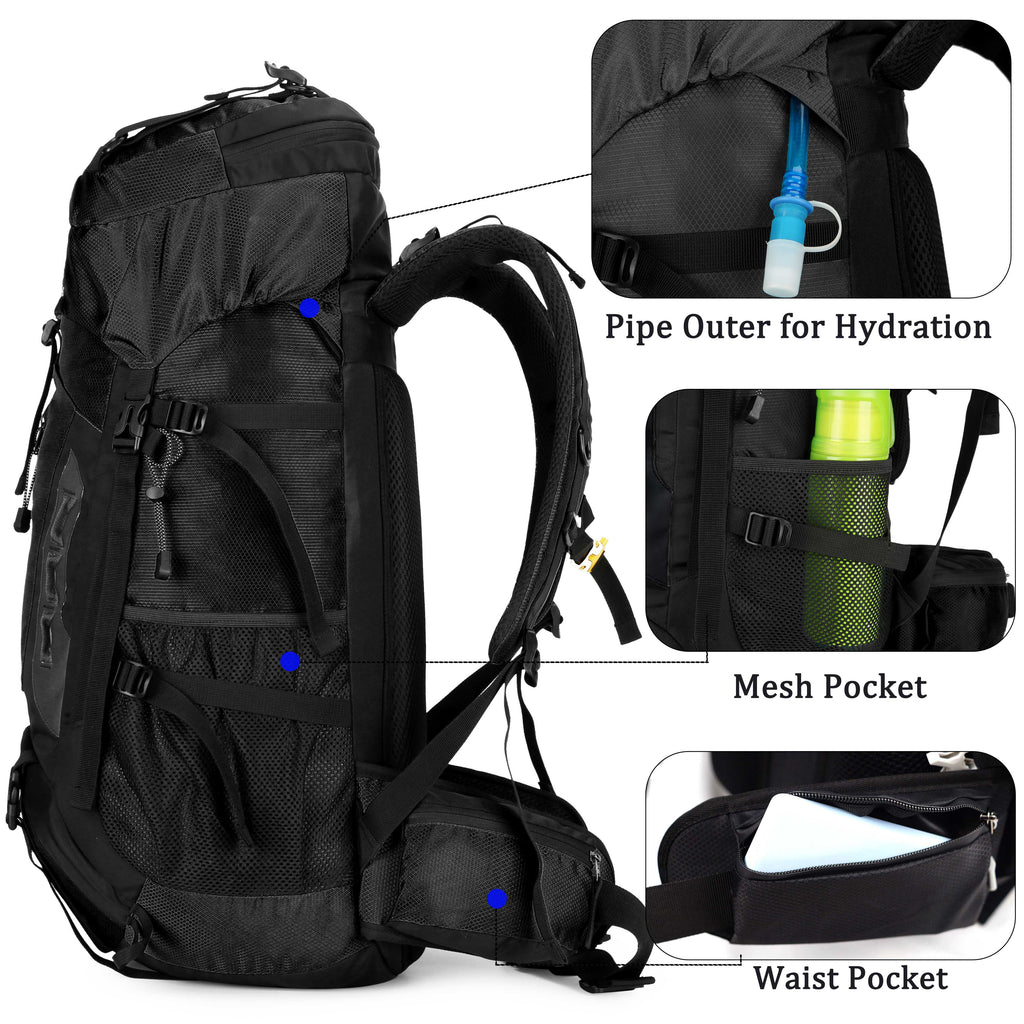 60L Travel Hiking Camping Backpack with Rain Cover,Backpack Water Resistant,Traveling Backpack for Men Women