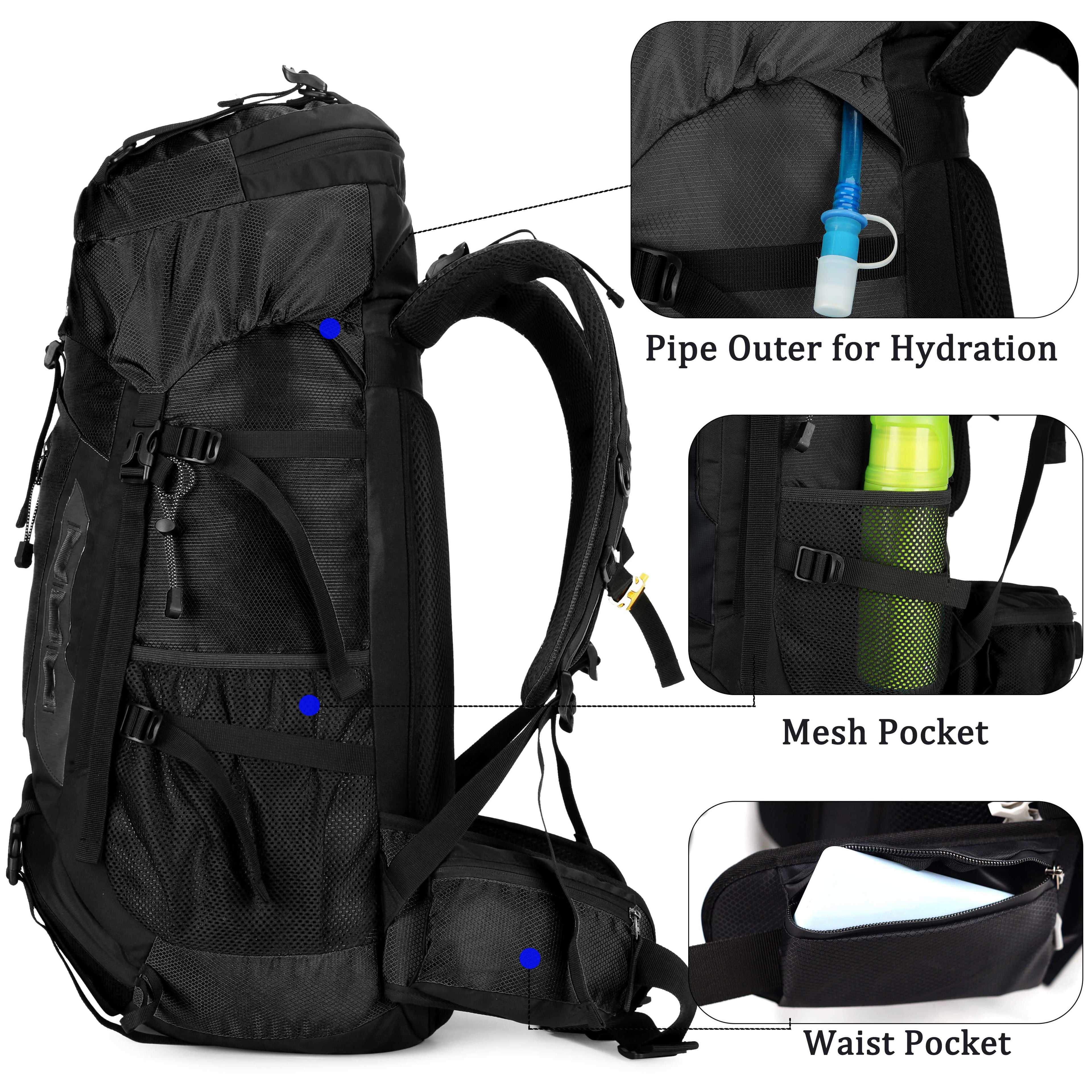60L Travel Hiking Camping Backpack with Rain Cover,Backpack Water Resistant,Traveling Backpack for Men Women