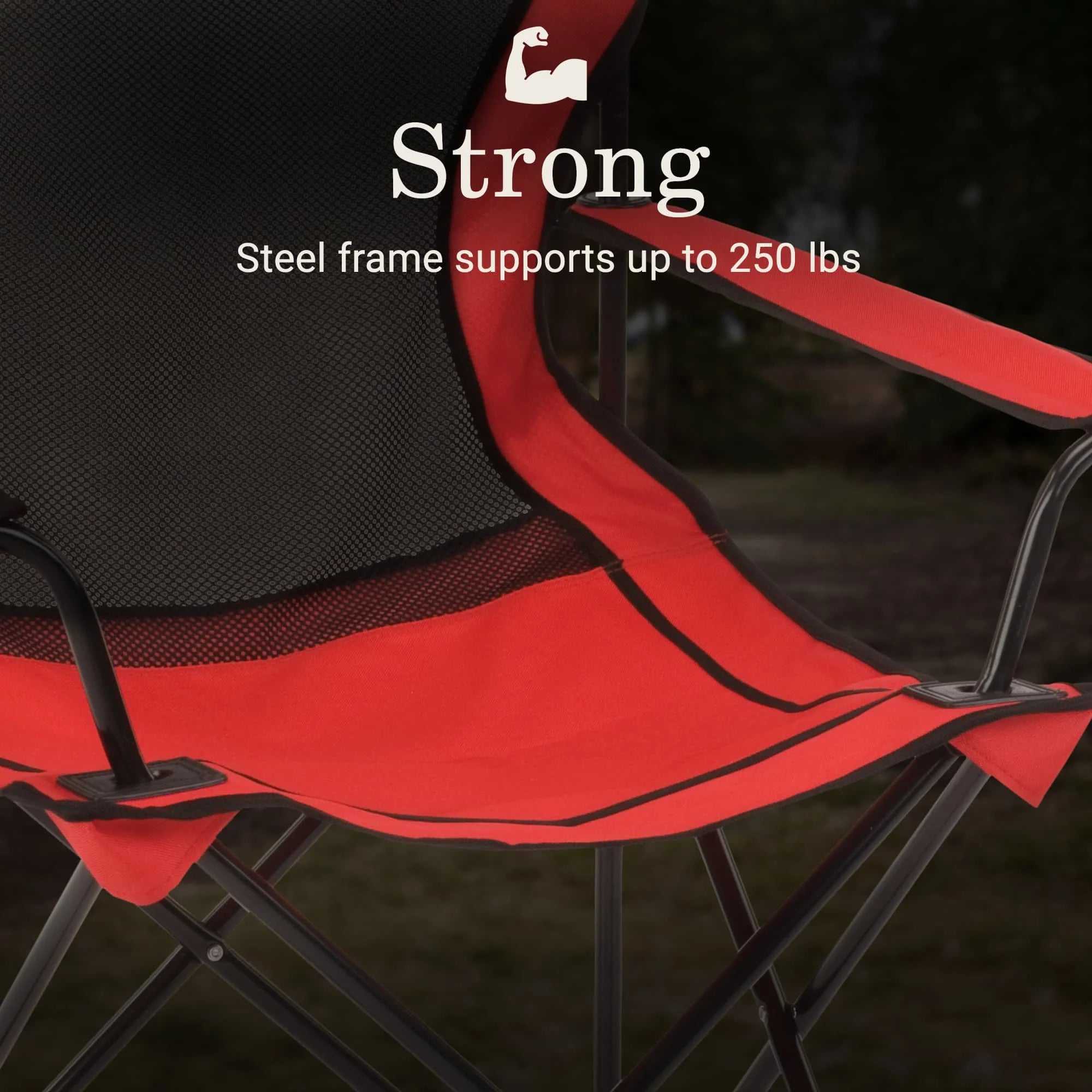 Broadband Mesh Quad Adult Camping Chair, Red
