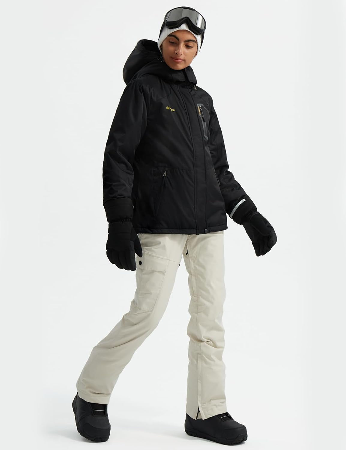 Women'S Waterproof Ski Jacket Warm Winter Coat with Detachable Hood | Windproof, Fleece-Lined, Insulated, for Snowboarding and Cold Weather, Multiple Pockets, Rain Jacket