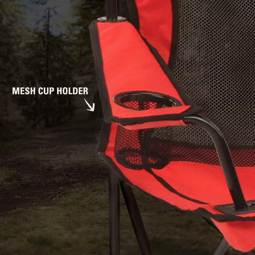 Broadband Mesh Quad Adult Camping Chair, Red