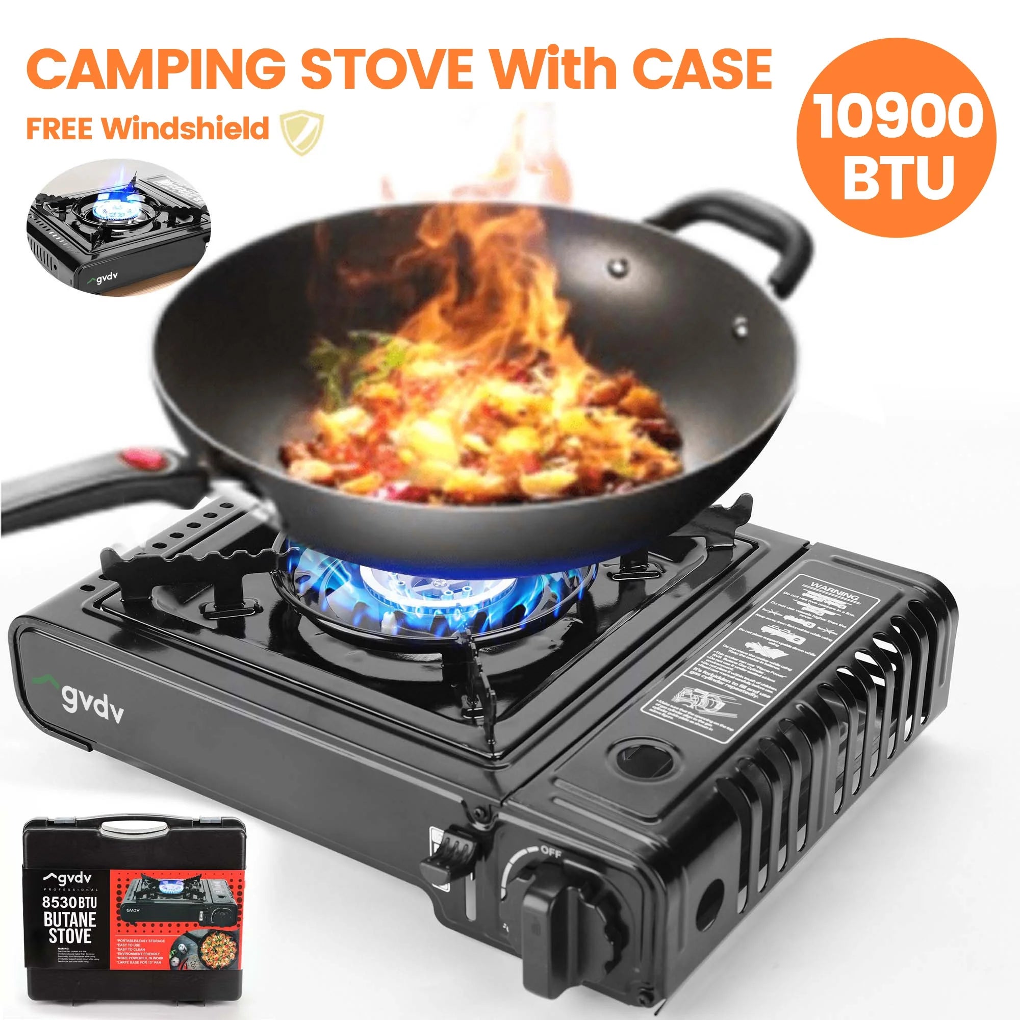 Portable Camping Stove, 1 Burner Butane Gas Stove with Updated Carrying Case