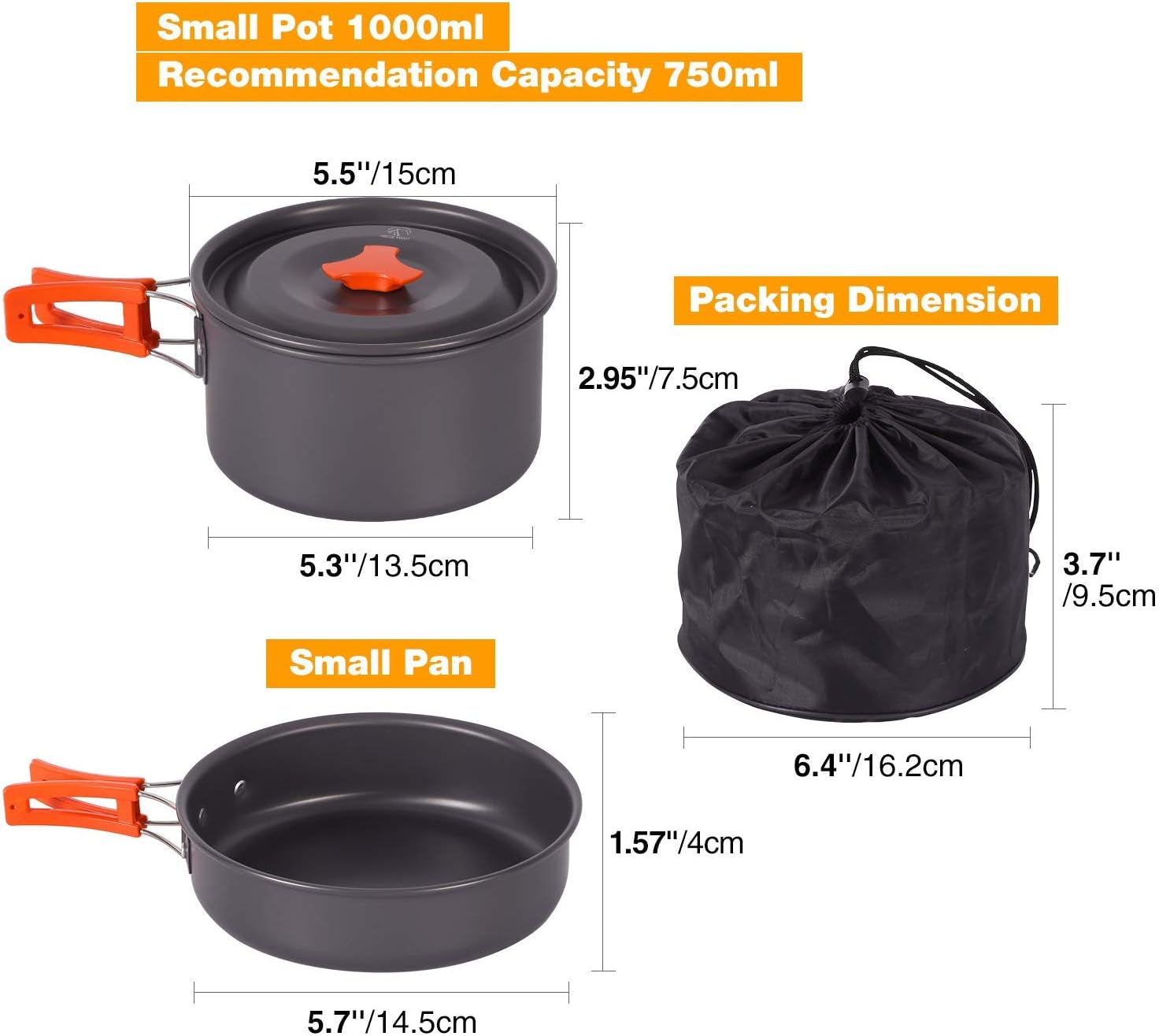 6/10/11/12/14/15/19 PCS Camping Cookware Mess Kit Camping Gear Campfire Utensils Lightweight Stackable Pot Pan Bowls Soup Spoon with Storage Bag for Camping, Backpacking, Outdoor Cooking