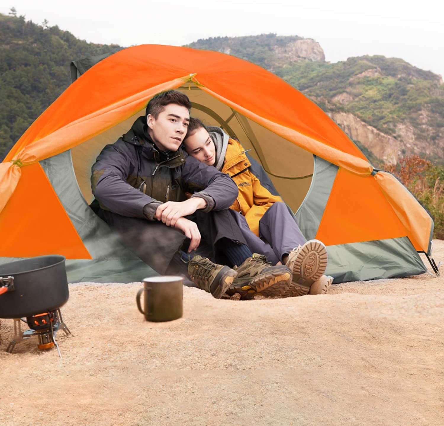 2/4 Person Camping Tent Lightweight Waterproof Backpacking Tent | Easy Setup Windproof Two Doors Double Layer with Rainfly Aluminum Pole Compact Outdoor Tent for Family Camping Hunting Hiking