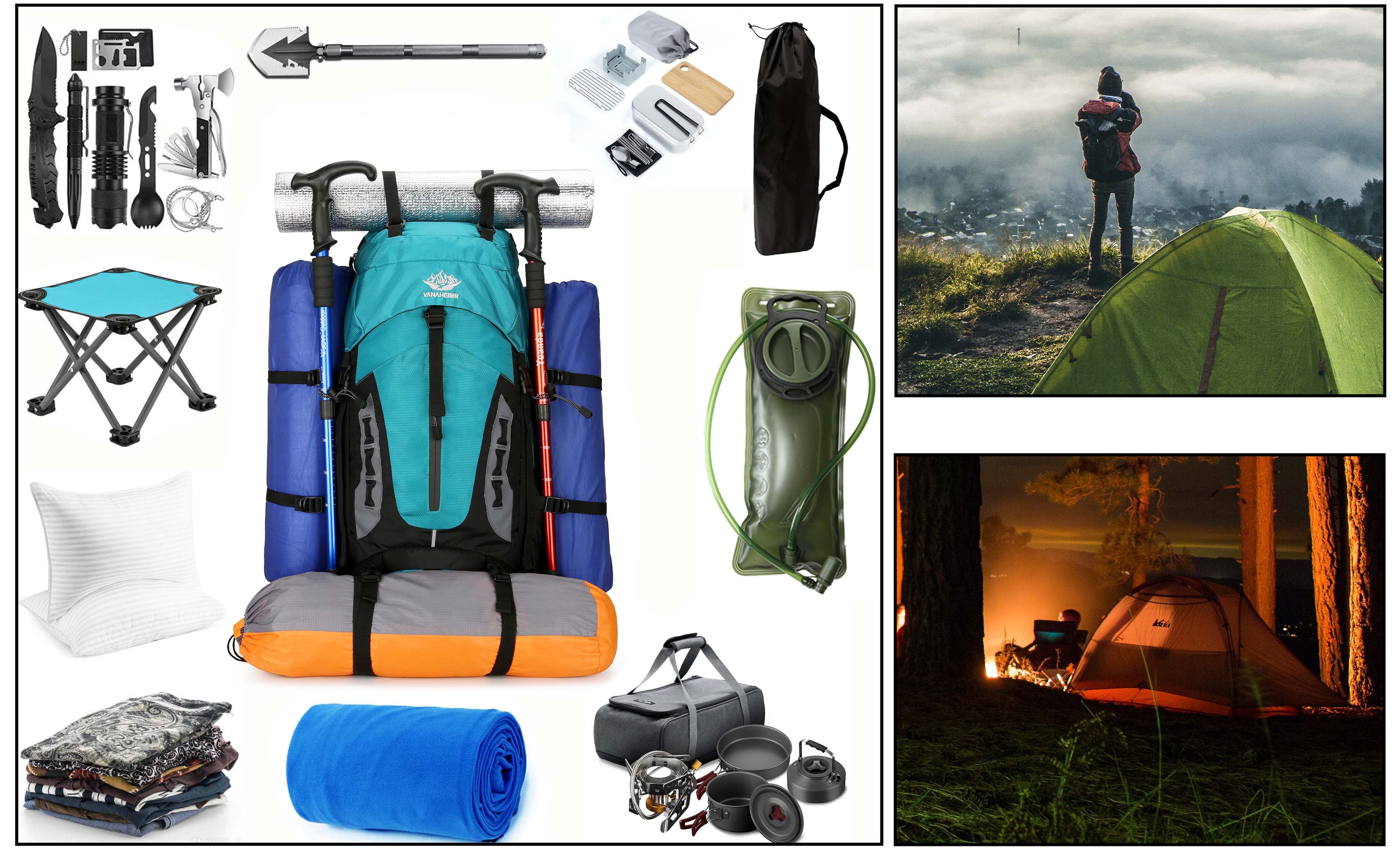 60L Travel Hiking Camping Backpack with Rain Cover,Backpack Water Resistant,Traveling Backpack for Men Women