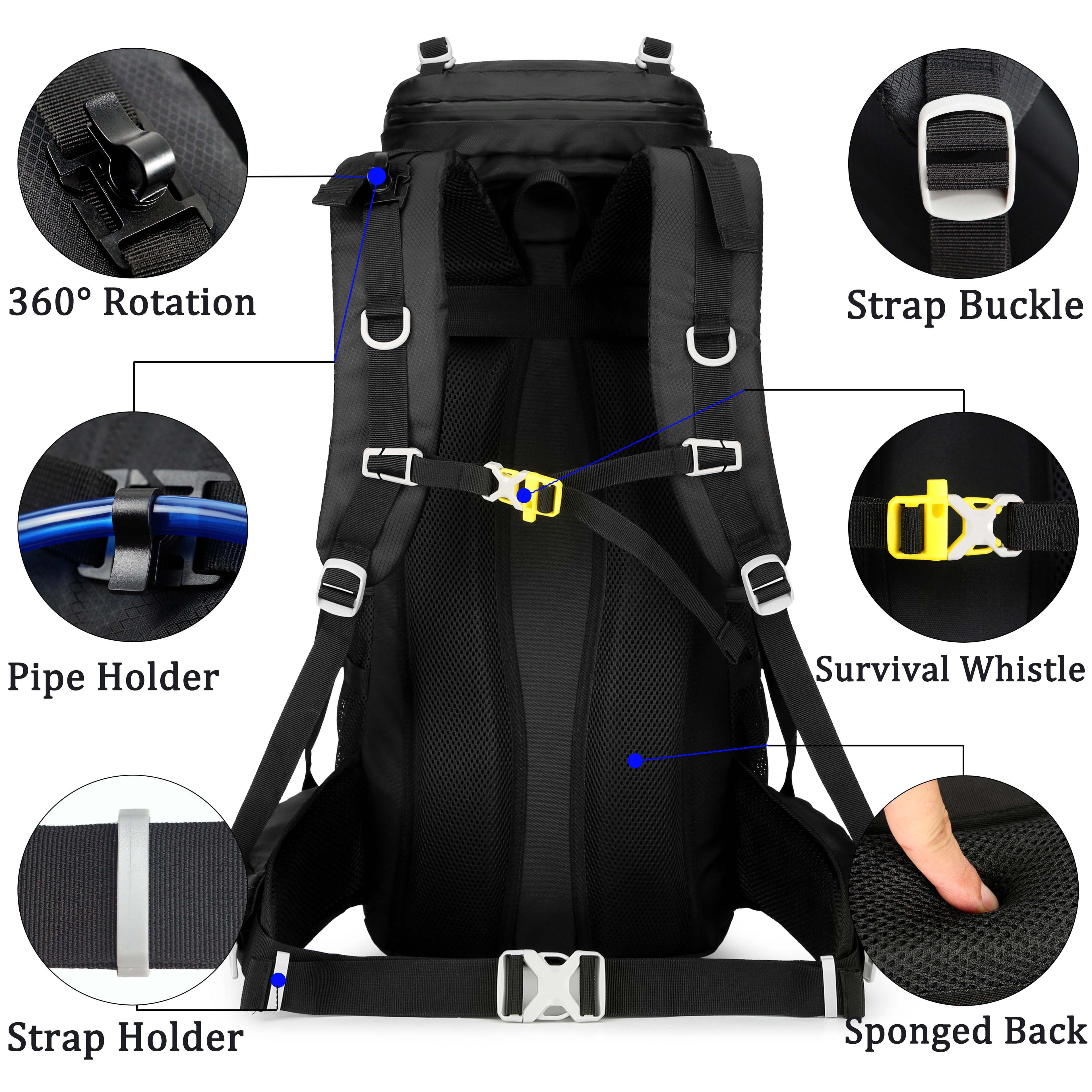 60L Travel Hiking Camping Backpack with Rain Cover,Backpack Water Resistant,Traveling Backpack for Men Women