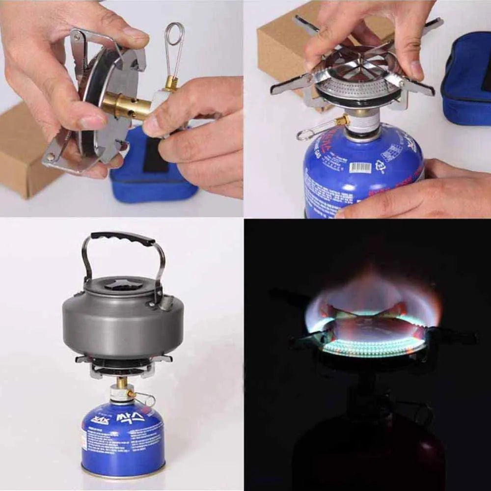 Windproof Camping Gas Stove Portable Foldable Backpack Electronic Stove Head Outdoor Cooking Picnic Hikingmountaineering Camping