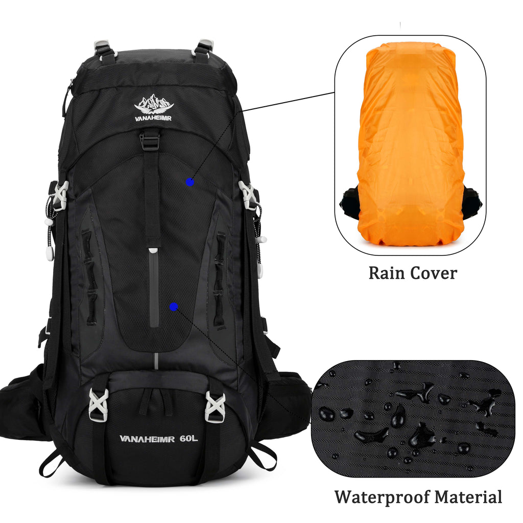 60L Travel Hiking Camping Backpack with Rain Cover,Backpack Water Resistant,Traveling Backpack for Men Women
