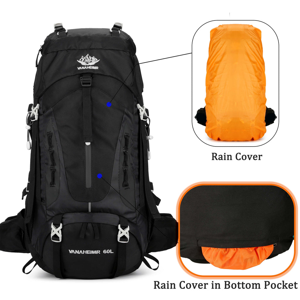 60L Travel Hiking Camping Backpack with Rain Cover,Backpack Water Resistant,Traveling Backpack for Men Women