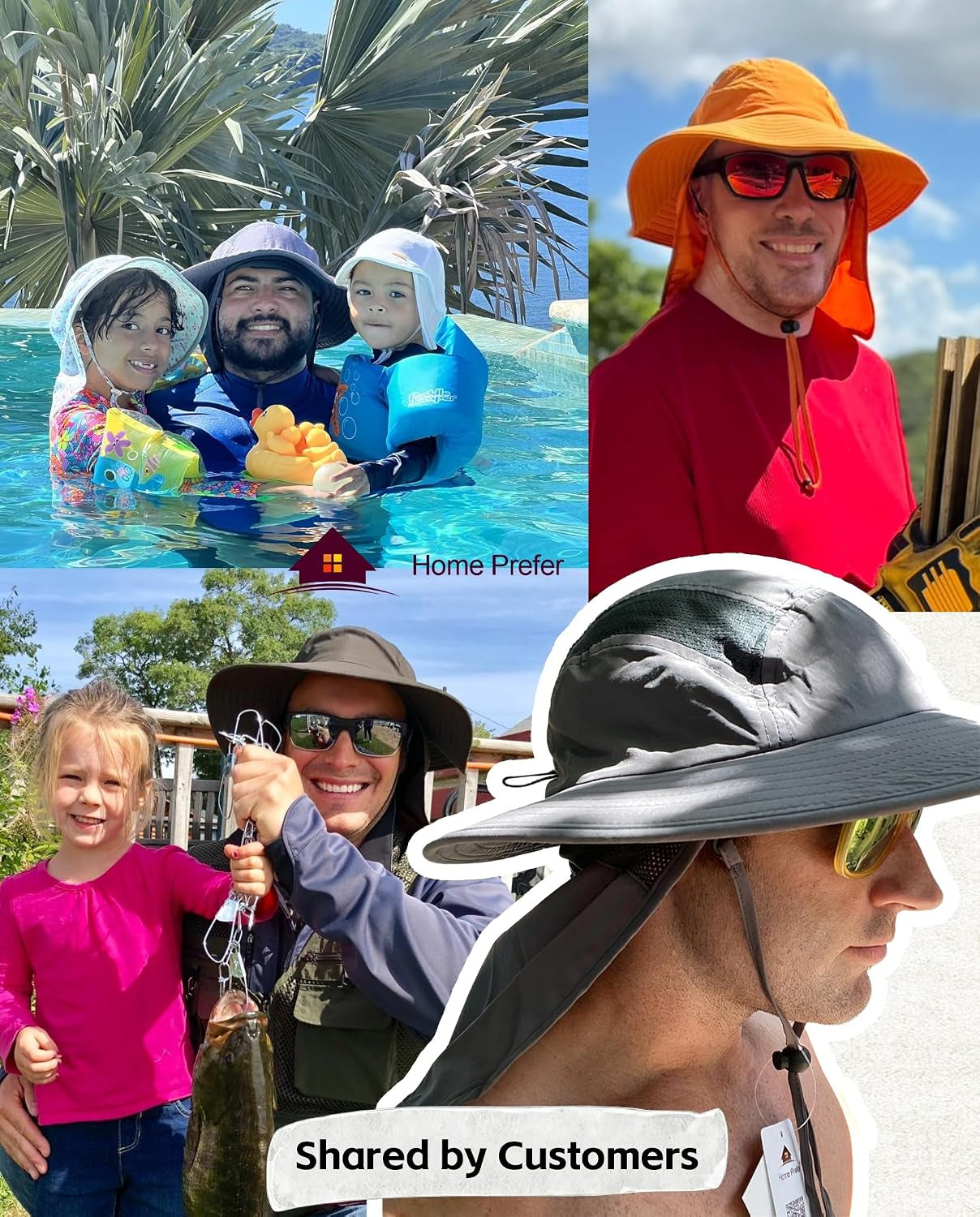 UPF 50+ Mens Wide Brim Fishing Hat with Neck Flap Sun Hat for Men Women Sun Protection Cap