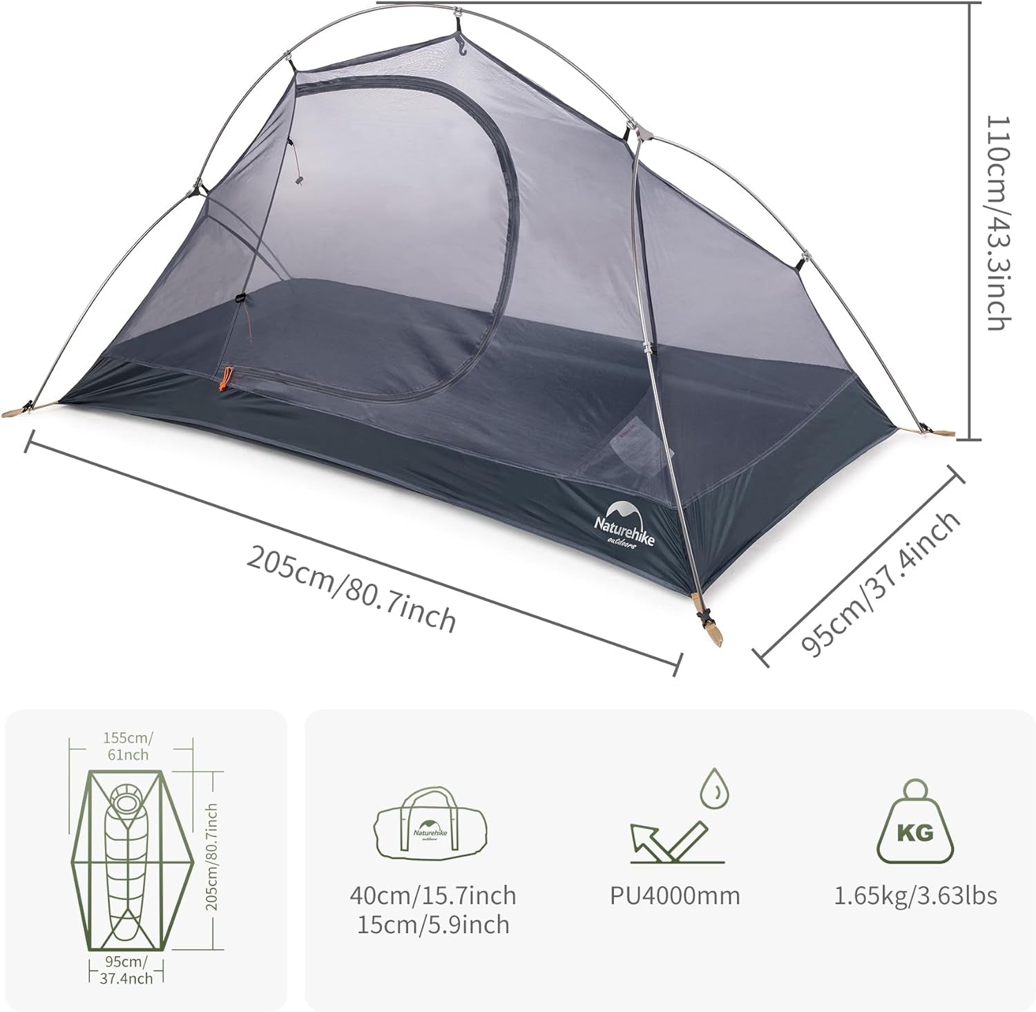 Backpacking Tent for 1 Person Camping Hiking Lightweight Waterproof One Person Tent with Footprint