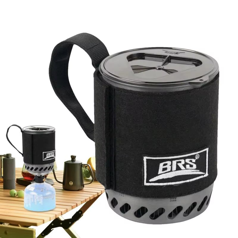 BRS 61 Jet Boil Camping Pot Stove with Heat Exchanger Portable Gas Stove Quick Burn Coffee Cup Furnace Backpacking Camp Burner