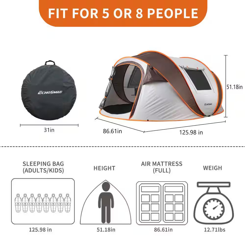 Echo Smile 8-Person White and Brown Pop up Boat Tent