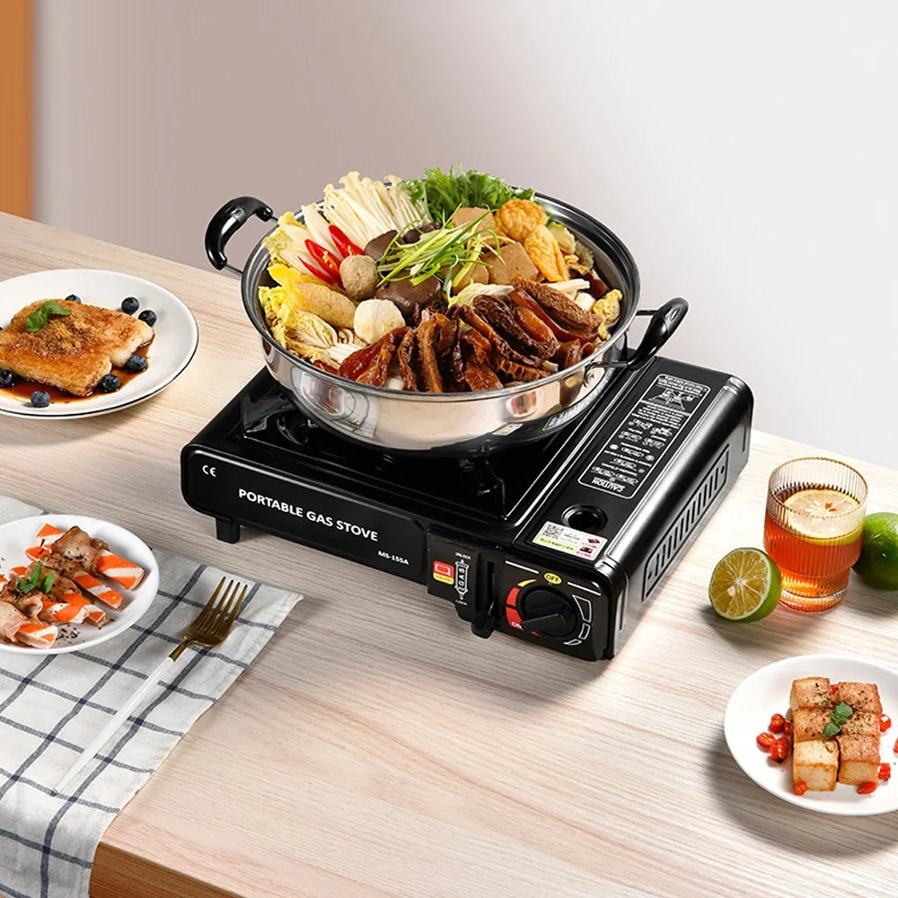 Adjustable 2900W Outdoor Portable Furnace - Lightweight Cooking Unit for Camping, Barbecue, and Hot Pot with Storage Box