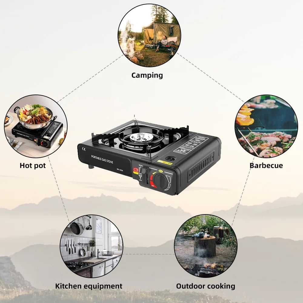 Adjustable 2900W Outdoor Portable Furnace - Lightweight Cooking Unit for Camping, Barbecue, and Hot Pot with Storage Box