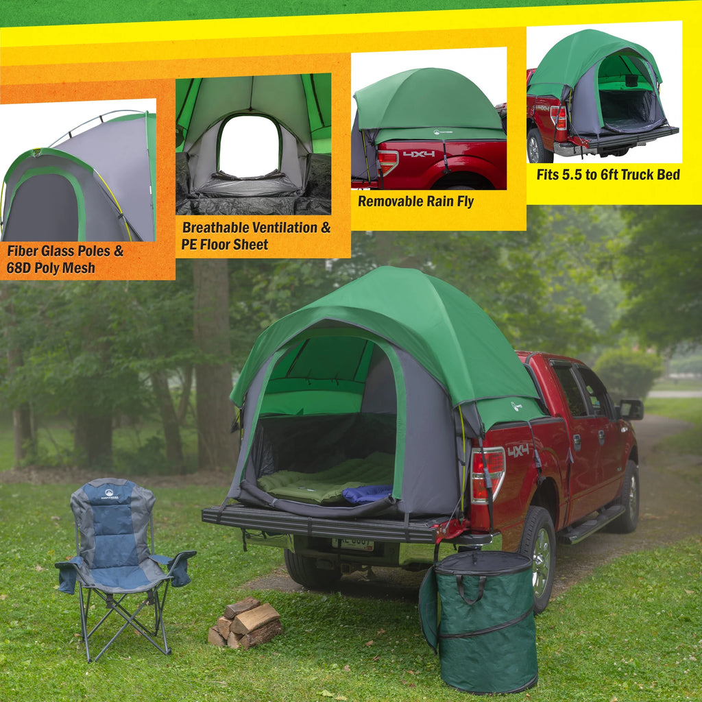 Outdoors Water-Resistant Truck Bed Tent for 2-Person, Green, Fits 5.5-6 Ft Truck Beds