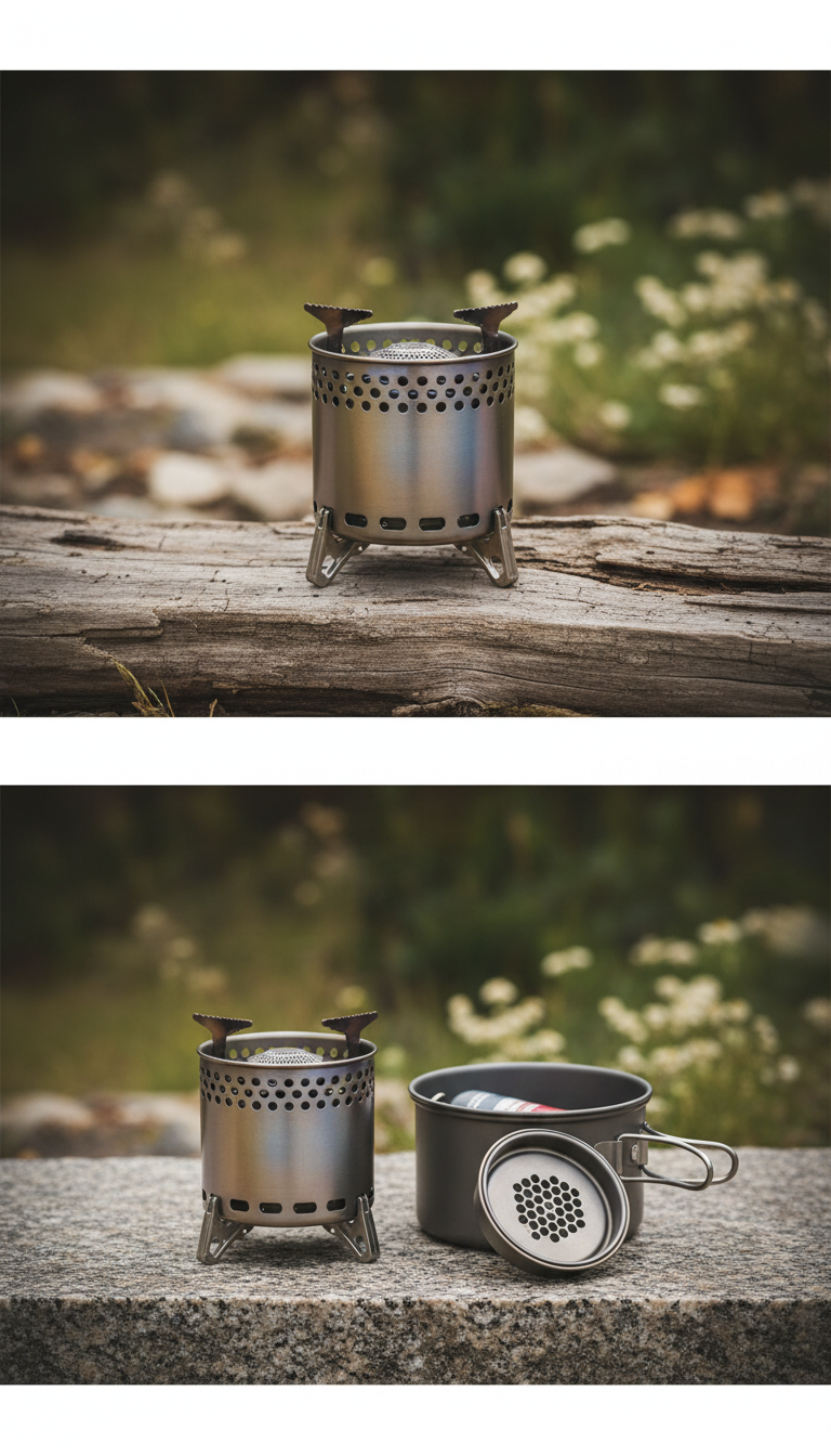 Titanium Camp Stove with Foldable Legs
