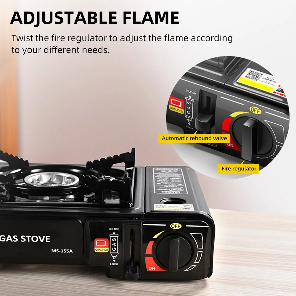 Adjustable 2900W Outdoor Portable Furnace - Lightweight Cooking Unit for Camping, Barbecue, and Hot Pot with Storage Box