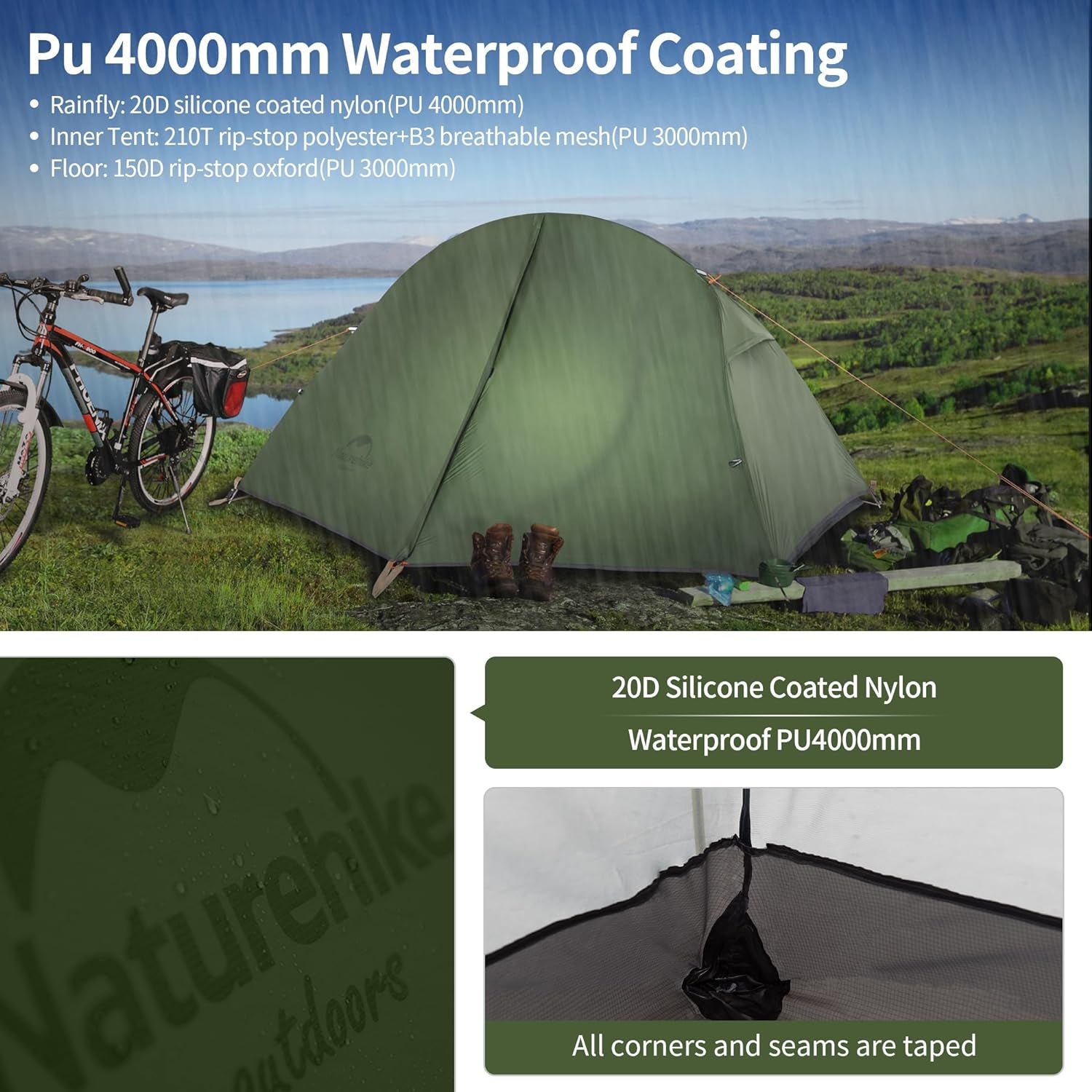 Backpacking Tent for 1 Person Camping Hiking Lightweight Waterproof One Person Tent with Footprint