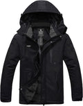 Men'S Softshell Waterproof Polar Fleece Breathable Climbing Ski Coat | Drawcord Adjustable Storm Hood & Detachable Hood for Lightweight Daily Wear