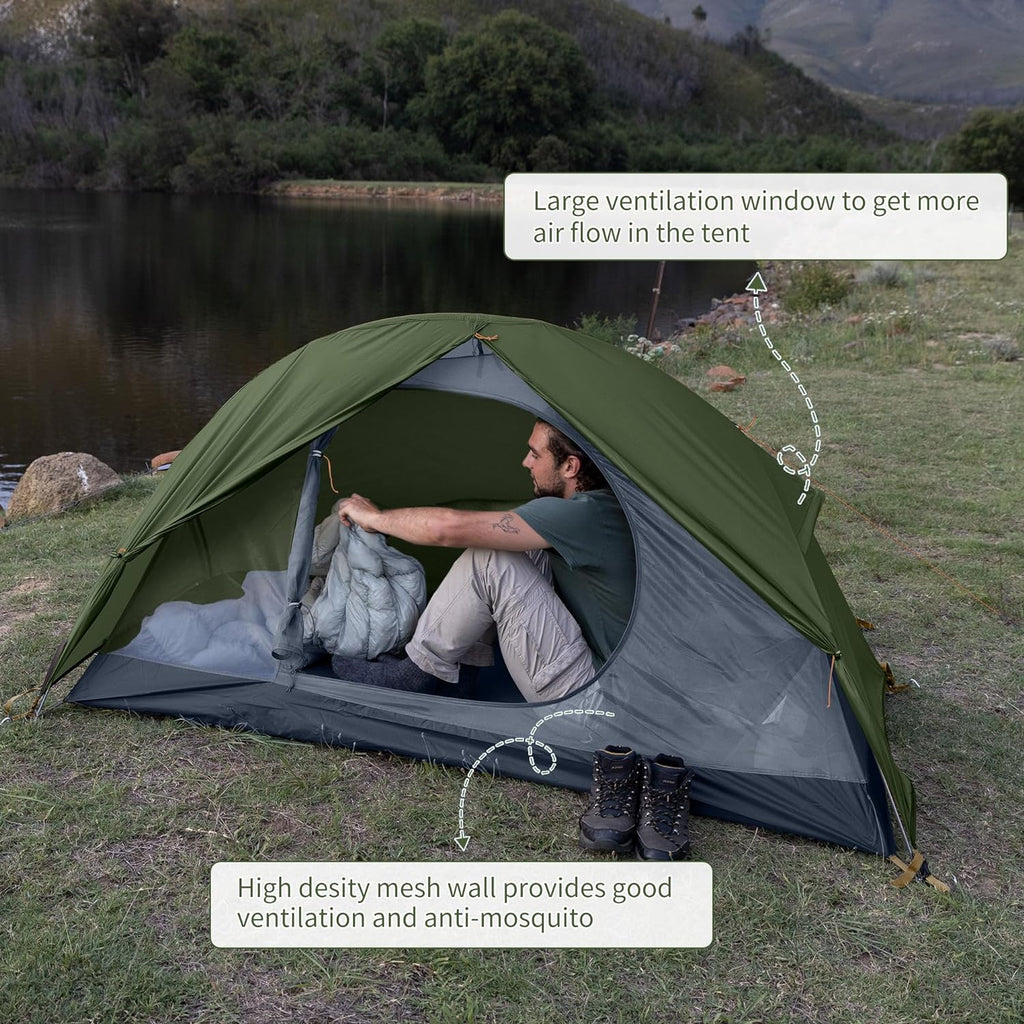 Backpacking Tent for 1 Person Camping Hiking Lightweight Waterproof One Person Tent with Footprint