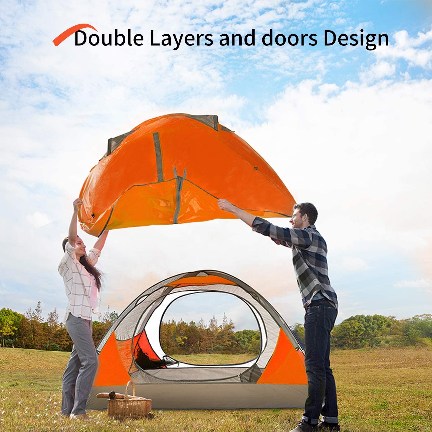 2/4 Person Camping Tent Lightweight Waterproof Backpacking Tent | Easy Setup Windproof Two Doors Double Layer with Rainfly Aluminum Pole Compact Outdoor Tent for Family Camping Hunting Hiking